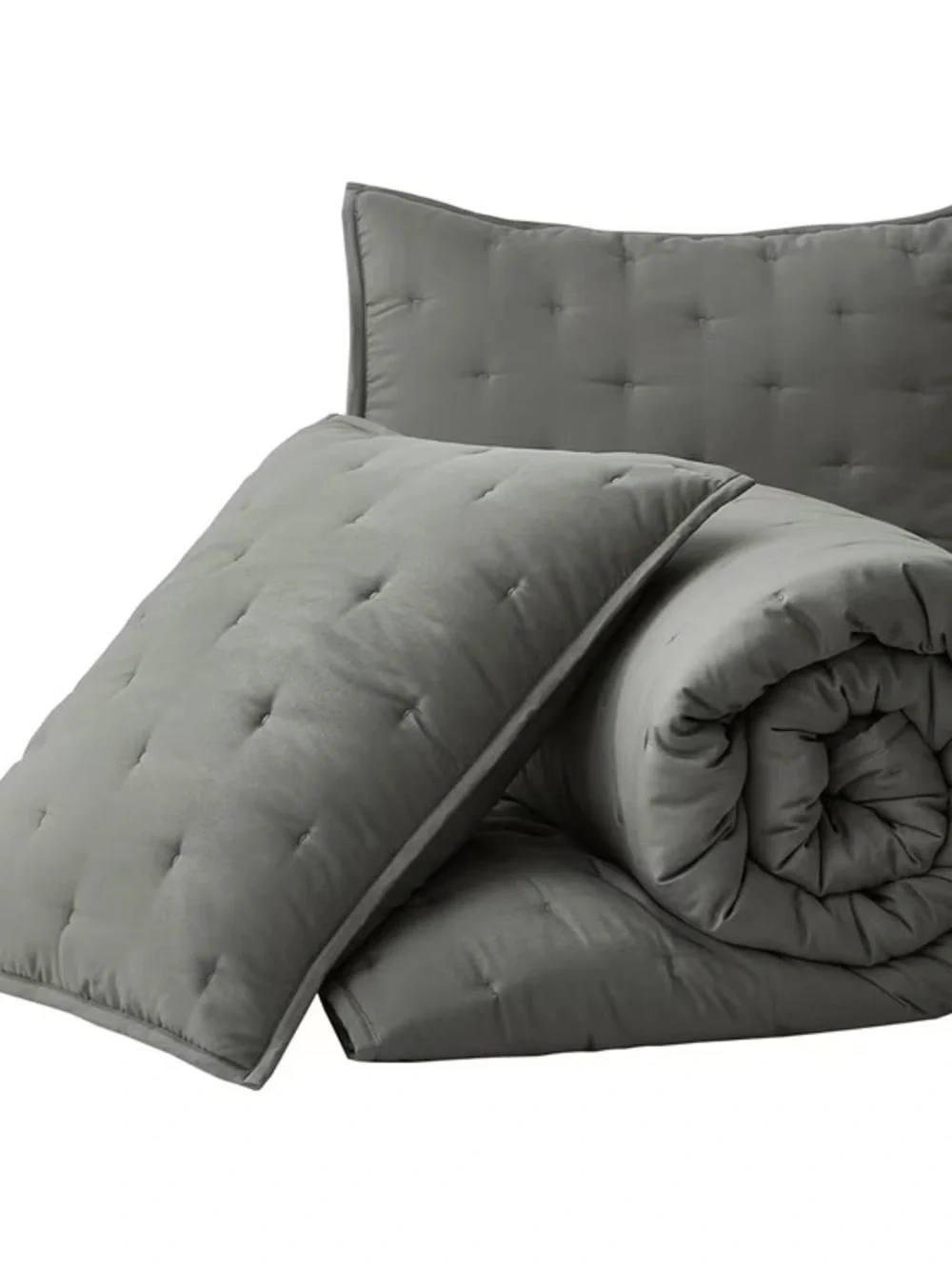 Gray Quilted oversized king 3 piece quilt Set